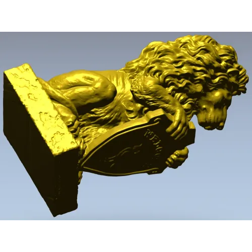 Статуэтка льва со щитом - 3D модель STL для ЧПУ