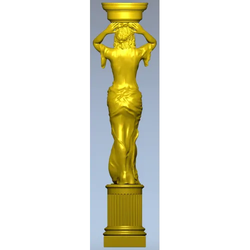 Female Caryatid Column 3D Model for CNC Milling STL