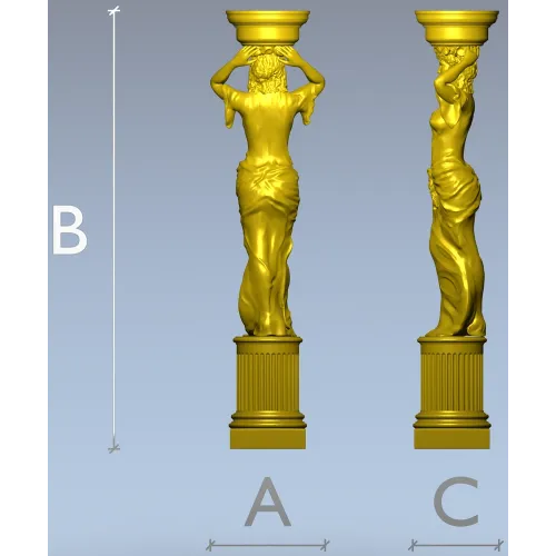 Female Caryatid Column 3D Model for CNC Milling STL