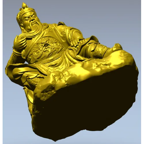 3D STL Model of Seated Ancient Warrior Figurine for CNC Milling