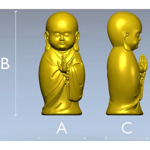 Meditative Monk Statue 3D STL Model for CNC Milling