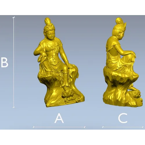 3D модель Гуаньинь - статуэтка на лотосе (STL)