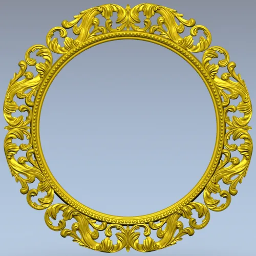 Baroque Acanthus Round Frame STL 3D Model for CNC Milling