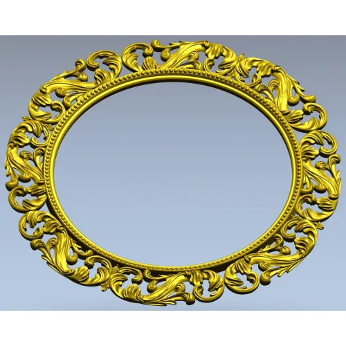Baroque Acanthus Round Frame STL 3D Model for CNC Milling