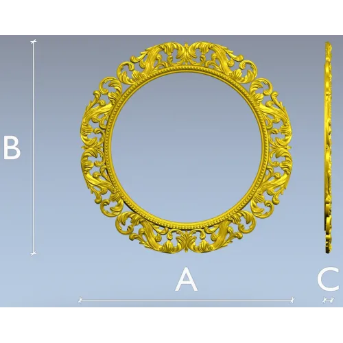 Baroque Acanthus Round Frame STL 3D Model for CNC Milling