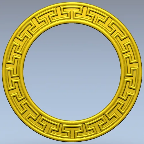 Greek-Key Round Frame - STL 3D Model for CNC Milling