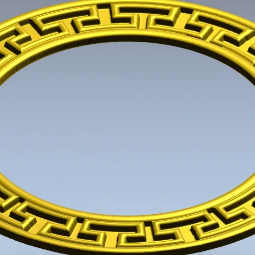 Greek-Key Round Frame - STL 3D Model for CNC Milling