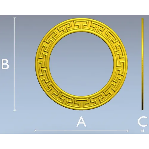 Greek-Key Round Frame - STL 3D Model for CNC Milling