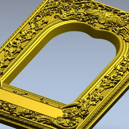 Ornate Arched Frame STL for CNC - Detailed 3D Model for Carving