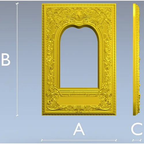 Ornate Arched Frame STL for CNC - Detailed 3D Model for Carving