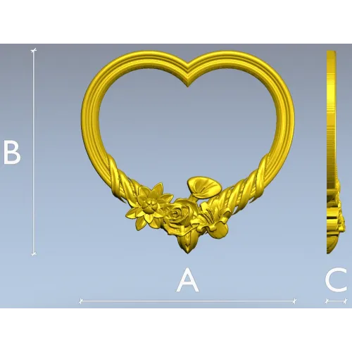 Сердечная рамка с цветочным букетом - stl модель для ЧПУ