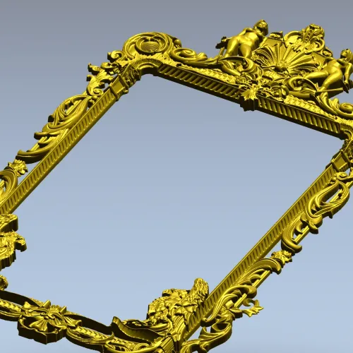 Барочная резная рамка с картушем и грифонами - 3D модель STL для ЧПУ
