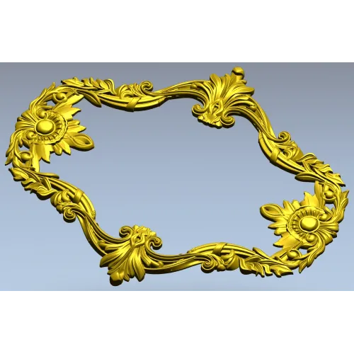 Sunflower Rococo Frame - STL 3D model for CNC milling