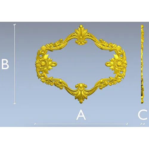 Sunflower Rococo Frame - STL 3D model for CNC milling