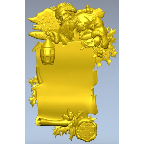 Yuletide Scrollframe - Christmas CNC STL Relief