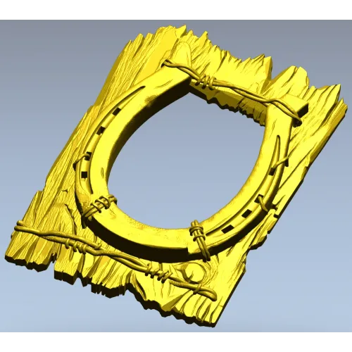Rustic horseshoe plank frame STL for CNC milling