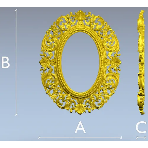 Aurelia Oval Baroque Frame - STL 3D model for CNC