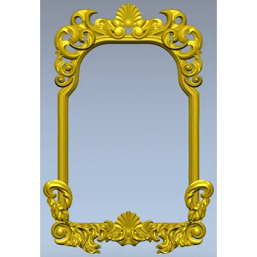 Rococo shell frame - detailed STL 3D model for CNC milling