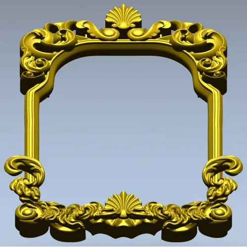 Rococo shell frame - detailed STL 3D model for CNC milling