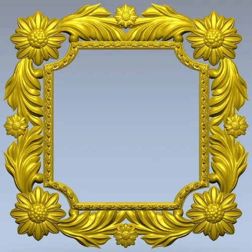 Floral Acanthus Square Frame STL 3D Model for CNC