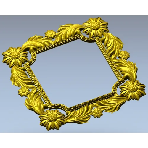 Floral Acanthus Square Frame STL 3D Model for CNC