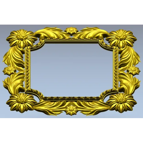 Floral Acanthus Square Frame STL 3D Model for CNC