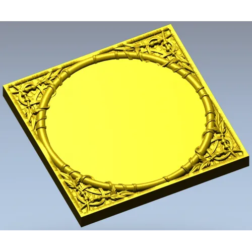 Bamboo Circle Relief Panel - STL 3D model for CNC