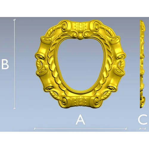 Baroque Ribbon Frame - STL 3D model for CNC