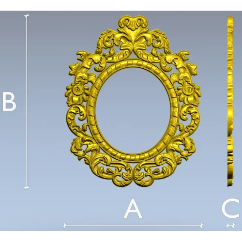 Ornamental Baroque Oval Frame STL for CNC Milling