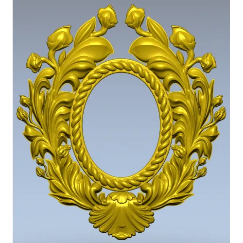 Ornate Acanthus Oval Frame - 3D STL for CNC
