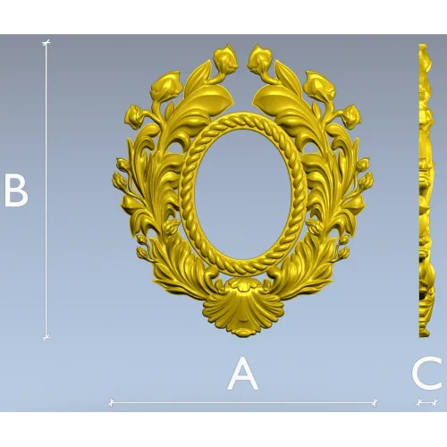 Ornate Acanthus Oval Frame - 3D STL for CNC