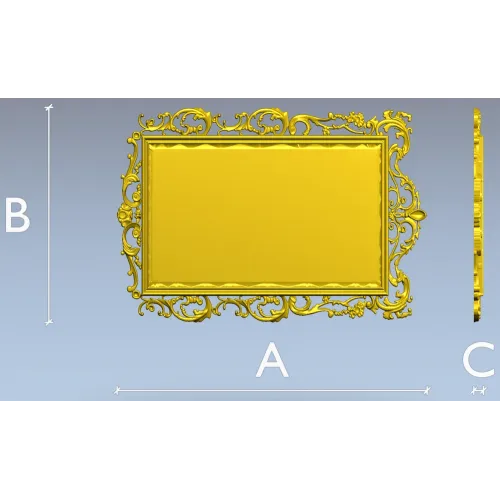 Ornate Rectangular Frame STL 3D Model for CNC