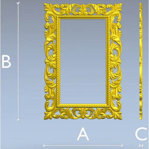 Ornate Rococo Rectangular Frame STL for CNC