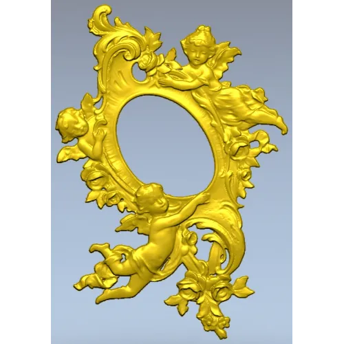 Rococo Cherub Oval Frame STL
