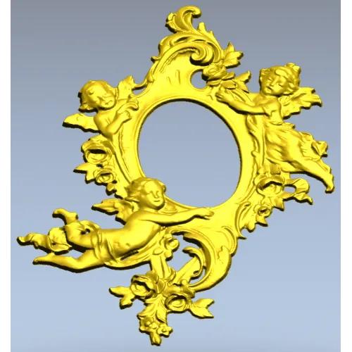 Rococo Cherub Oval Frame STL