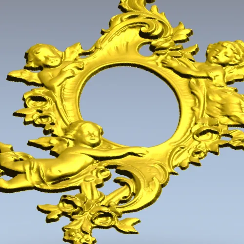Rococo Cherub Oval Frame STL