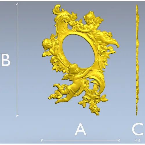 Rococo Cherub Oval Frame STL