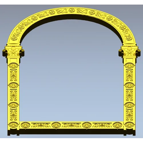 Rosette Arch - ornamental arched frame STL 3D model for CNC
