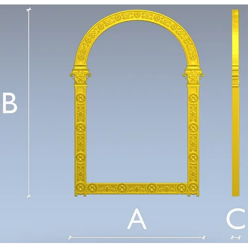 Rosette Arch - ornamental arched frame STL 3D model for CNC
