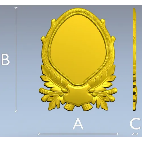 Ornate Laurel Cartouche - STL 3D Model for CNC
