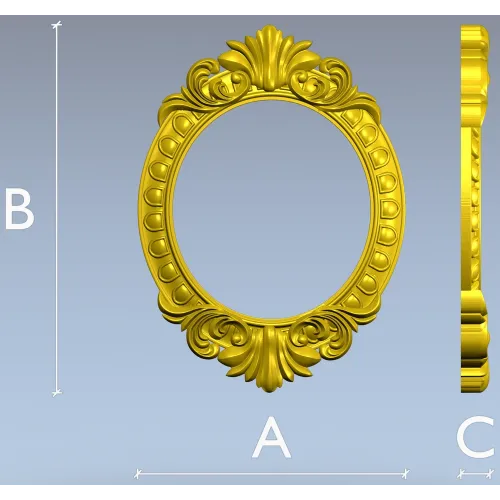 Ornate Oval Frame STL 3D Model for CNC Milling