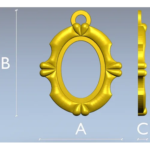 Ornate Oval Pendant Frame - STL 3D model for CNC