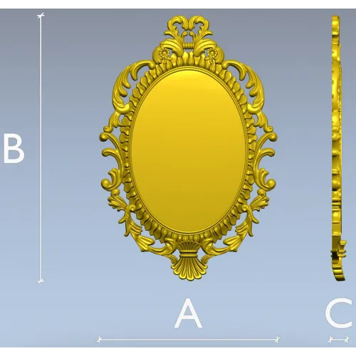 Ornate Oval Rococo Frame STL for CNC