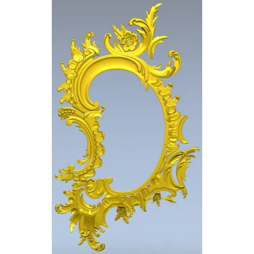 Rococo Oval Decorative Frame STL for CNC