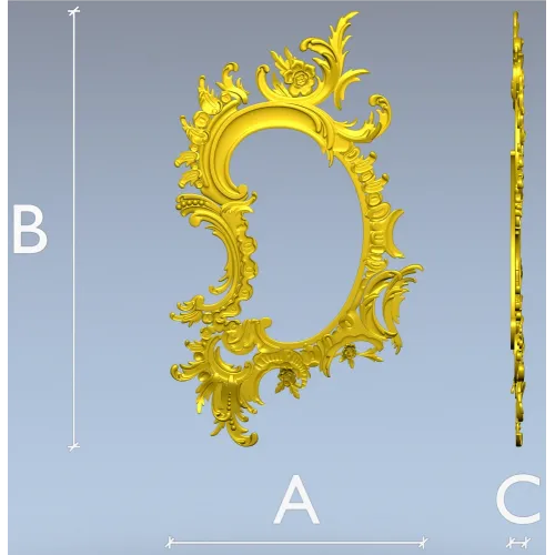 Rococo Oval Decorative Frame STL for CNC
