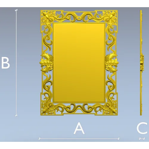 Ornate Rococo Rectangular Frame STL for CNC Routers