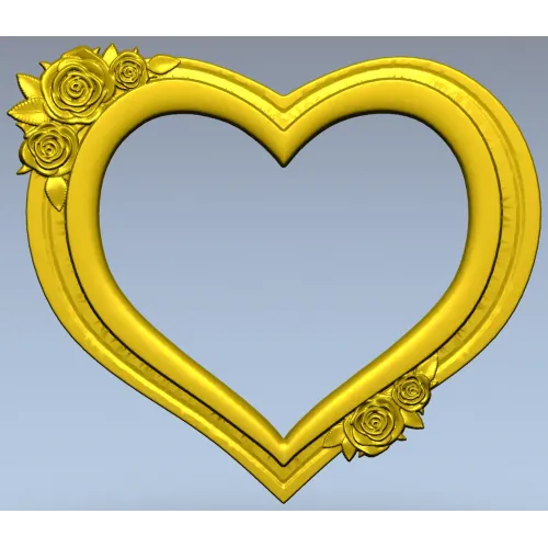 Heart Frame with Rose Clusters - STL 3D Model for CNC