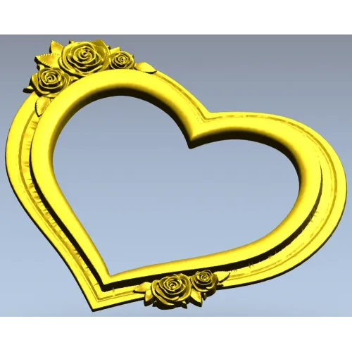 Heart Frame with Rose Clusters - STL 3D Model for CNC