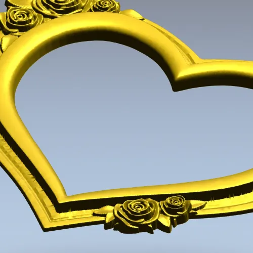 Heart Frame with Rose Clusters - STL 3D Model for CNC