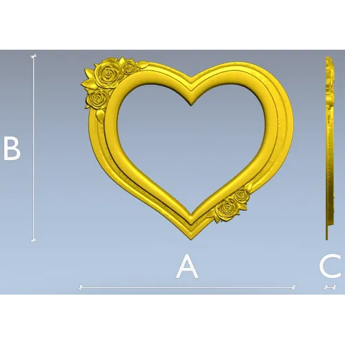 Heart Frame with Rose Clusters - STL 3D Model for CNC